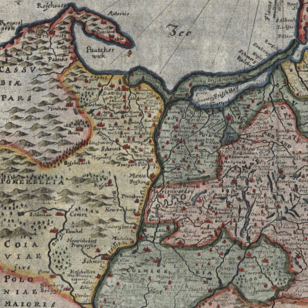 Prussia Baltic Sea Poland Lithuania 1694 fine old hand color map