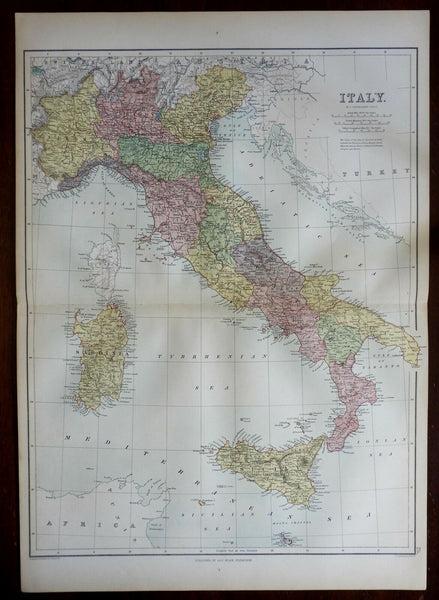 Italy Lombardy Tuscany Naples Rome Genoa Venice Florence 1876 A. & C. Black map