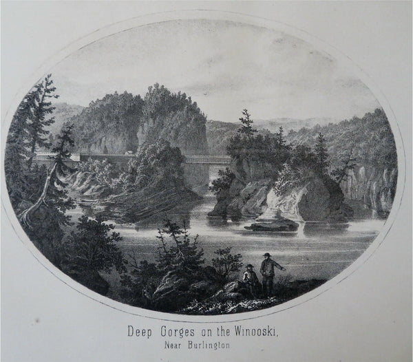 Winooski River Gorges Burlington Vermont 1861 H.F. Walling lithographed print