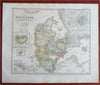 Kingdom of Denmark Iceland Faroe Islands Hamburg 1855Stieler  detailed map