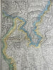 Kingdom Piedmont Italy c. 1850 lg. topographical war map Mila Brescia Lake Como