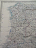 Spain & Portugal Madrid Lisbon Seville Barcelona 1865 Johnston large folio map