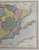 Spain & Portugal Iberia 1823 scarce Ellis map w/ lovely original hand color