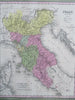 Northern Italy Lombardy Piedmont Tuscany Venice c 1850 Cowperthwait Mitchell map