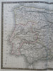 Ancient Spain Celt-Iberian Tribes 1827 Brue large detailed map hand color