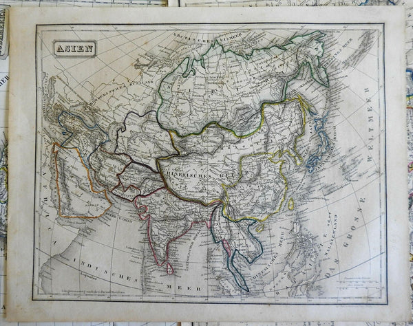 Asia Continent Ottoman Empire British Raj China Qing Empire 1850's engraved map