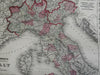 Northern & Southern Italy Naples Papal States 1862 Johnson Ward map Scarce Issue