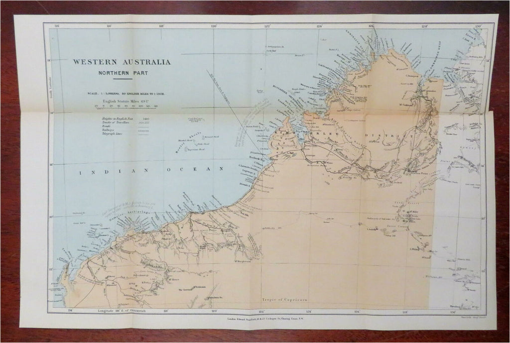 Western Australia Dampier Archipelago explorer tracks 1893 Stanford map