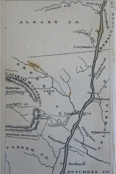 New York Catskills Albany Hudson Coeymans Johnstown 1828 Hooker miniature map
