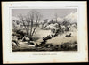 Hellgate River crossing 1855-60 Western U.S. fine old litho view prints lot x 2