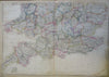 England & Wales London Cardiff York Manchester 1860 Blackie two sheet map