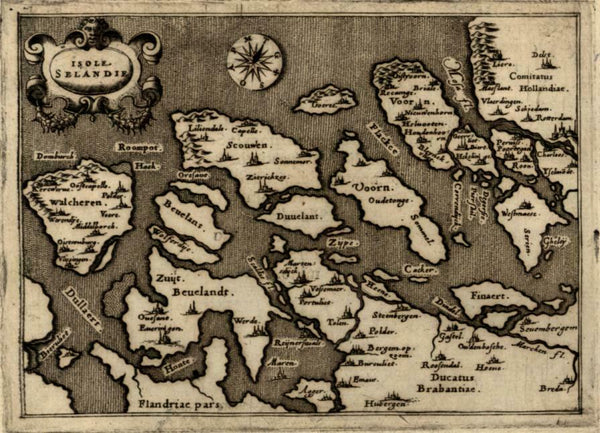 Zeeland Nederland Netherlands 1576 Porcacchi miniature decorative map