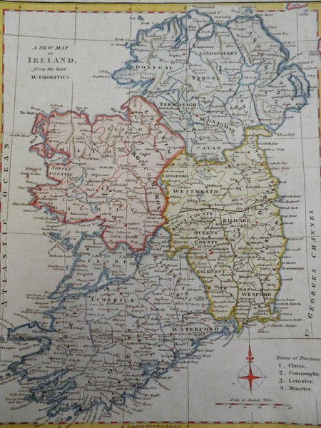 Ireland Dublin Derry Galway Cork Ulster Munster Connaught c. 1780 engraved map
