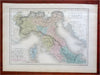 Northern Italy Piedmont Lombardy Tuscany Papal States Rome Venice 1853 Hall map