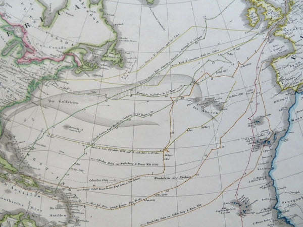 Atlantic Ocean Trade Routes Exploration Currents 1855 Stieler detailed map