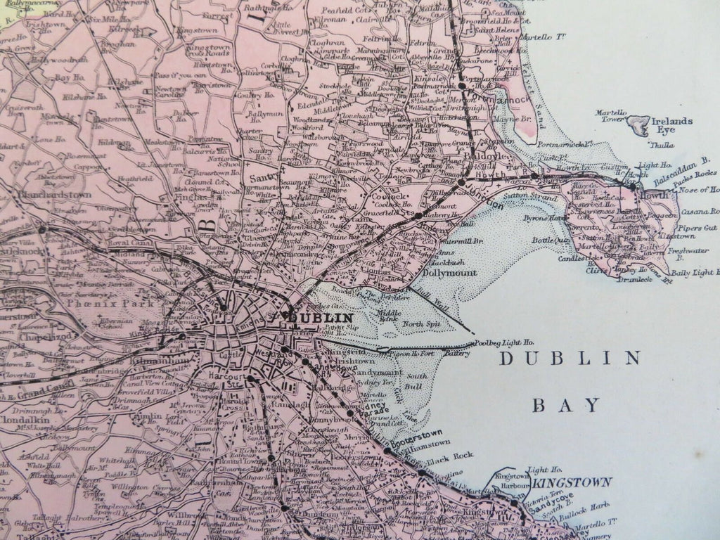 Dublin Ireland Munster 1881 Edward Weller large detailed map