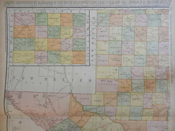 Texas state by itself 1908 huge very detailed two-sheet color map wall ...