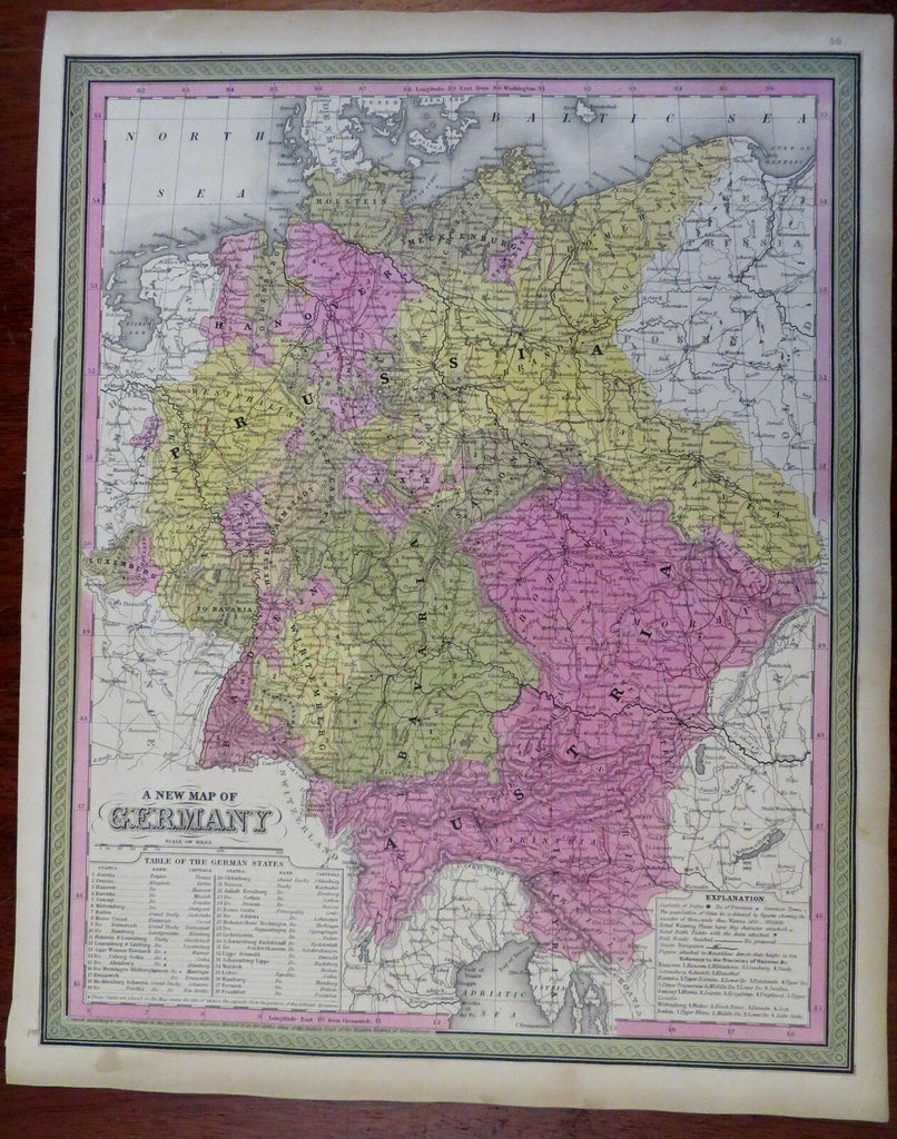 German Confederation Bavaria Prussia Austria 1848 Cowperthwaite Mitchell map