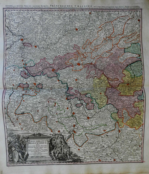 Germany Electorate of Mainz Holy Roman Empire c. 1750 Homann detailed folio map