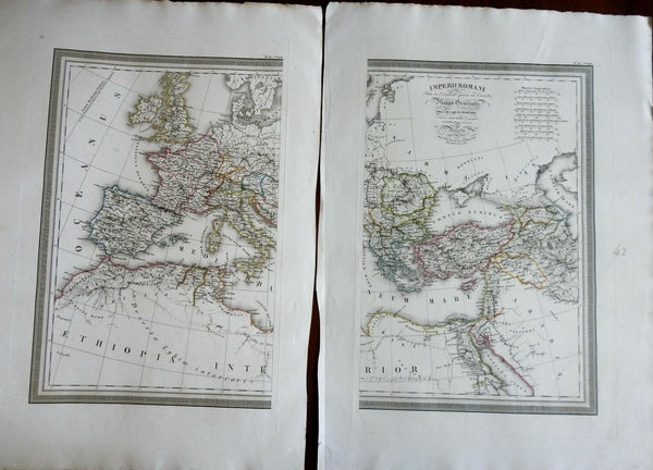 Roman Empire Italy North Africa Gaul Asia Minor Greece 1824 Vivien two sheet map