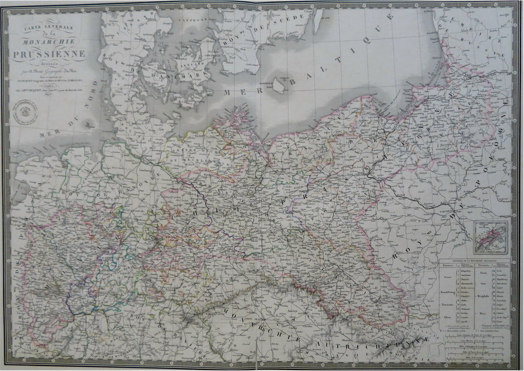 Kingdom of Prussia Saxony Westphalia 1836 Brue large detailed map hand color