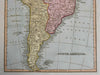 South America continent 1823 scarce Ellis map with lovely original hand color