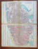 Liverpool Merseyside England 1881 Edward Weller detailed city plan 2 sheet map