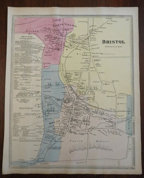 Bristol Connecticut 1869 Baker & Tilden town & city plan w/ business directory