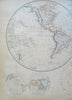 World Map in Double Hemispheres poles 1860 Weller large color map