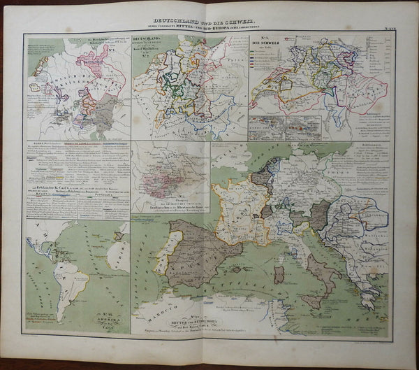 Europe in the Time of Charles V Holy Roman Empire 1848 Mahlmann historical map