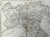 Italy Sardinia Lombardy Tuscany Naples Parma 1842 scarce detailed Italian map