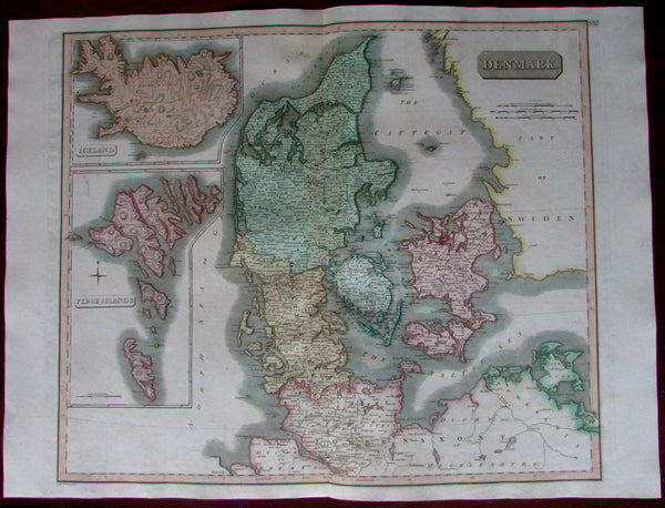 Denmark Iceland Feroe Islands c.1816 large Thomson detailed map