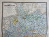 German Confederation Prussia Bavaria c 1860's Brue large detailed map hand color