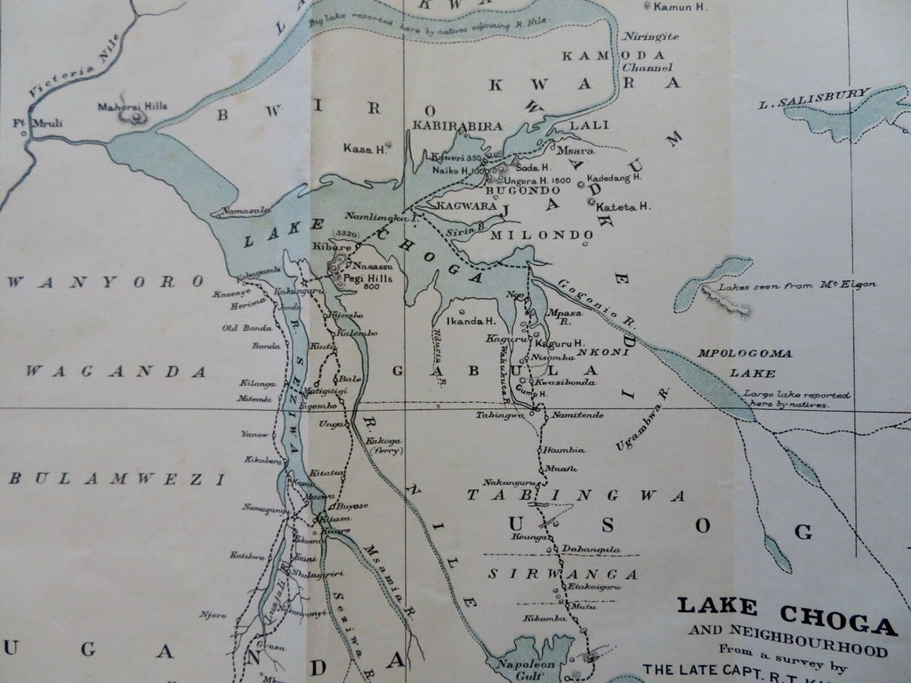 Lake Kyoga Uganda African Great Lakes Region 1899 Kirkpatrick small folding map