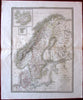 Scandinavia Iceland Denmark Norway Sweden c.1830 Lapie large lovely old map