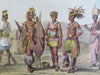 Senegambian & Zulu African Warriors Bechuana c. 1880 Blackie color ethnic view