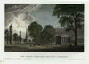 Yale College New Haven CT c.1850 engraved print campus view beautiful hand color