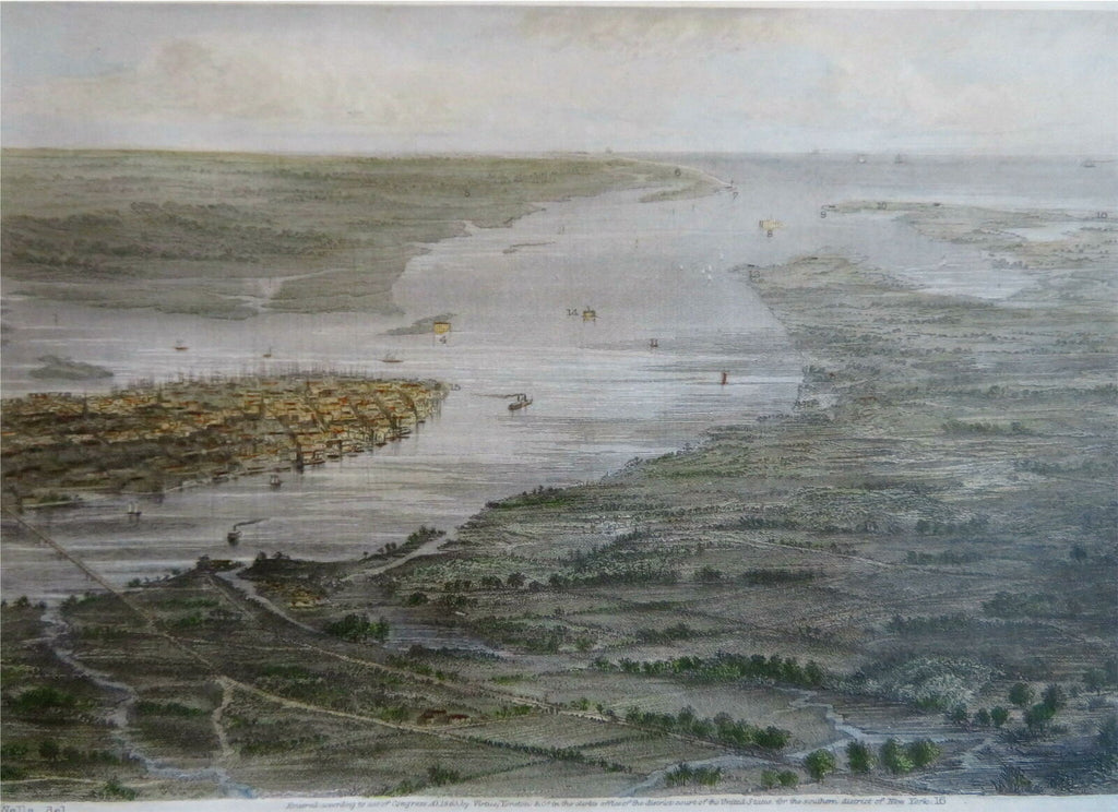 Charleston South Carolina Civil War Era 1863 Ridgeway lovely Bird's Eye View