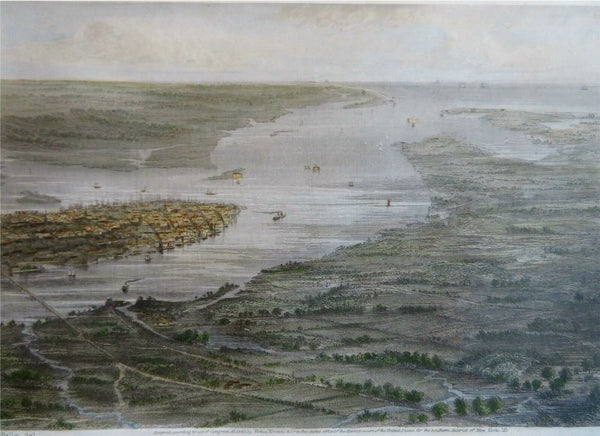 Charleston South Carolina Civil War Era 1863 Ridgeway lovely Bird's Eye View