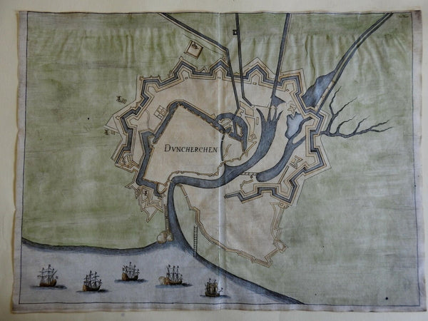 Dunkirk Belgium Europe 1673 Priorato city plan with birds-eye view map