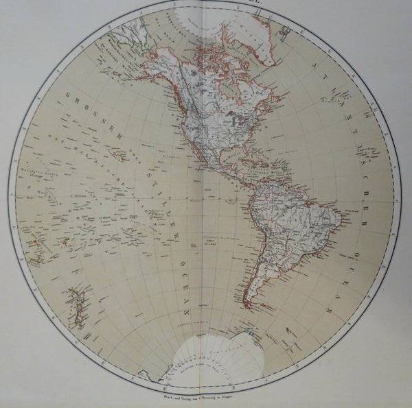Western Hemisphere Americas New Zealand Polynesia 1885 Flemming detailed map