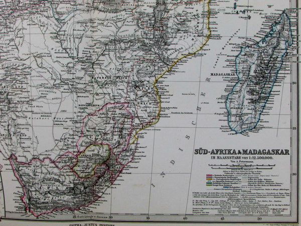 South Africa Madagascar False Bay forts explorer routes shown 1878 Stieler map