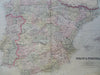 Spain & Portugal Madrid Lisbon 1889-93 Bradley folio hand color detail map