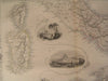 Southern Italy Sicily Sardinia Gulf Taranto c.1858 antique engraved color map