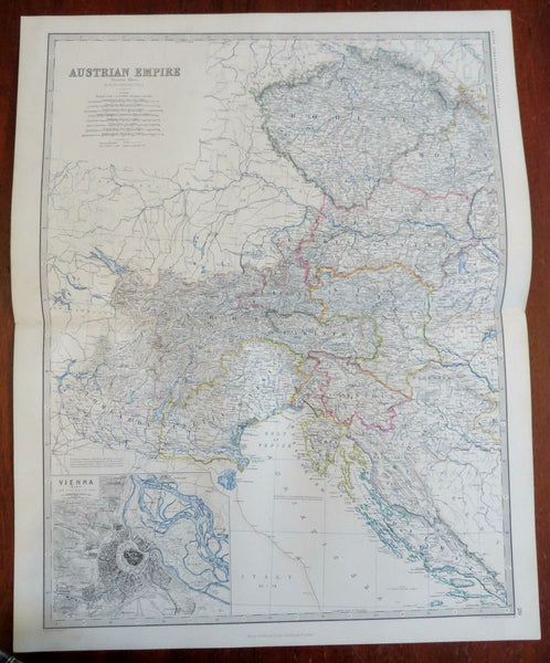 Austria-Hungary Hapsburg Empire Bohemia Vienna 1865 Johnston two sheet large map