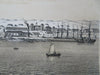 Caldera Chile Harbor View 1855 lithographed city view sailing ships
