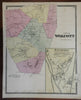 Waterville & Wolcott Connecticut 1868 F.W. Beers detailed town ship map