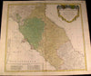 Central Italy Tuscany Papal States Italia 1748 antique Homann old hand color map