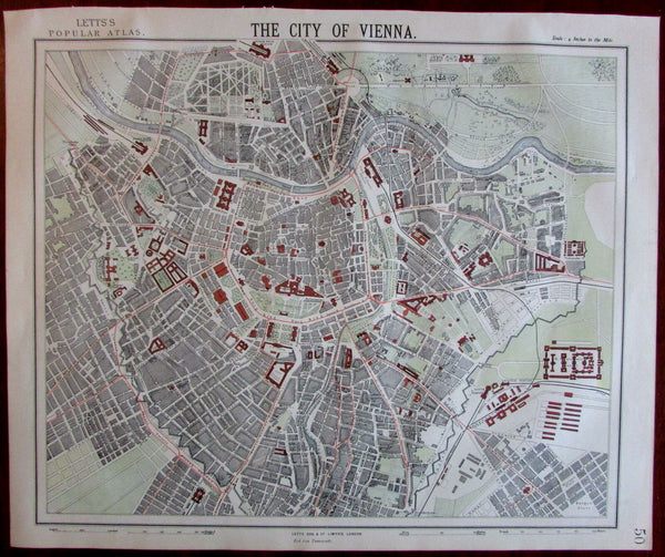 Vienna Austria 1883 Lett's SDUK city plan