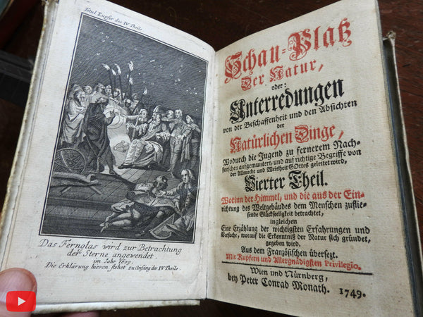 German Geography 1749 rare book w/ 29 folding maps & celestial astronomy plates